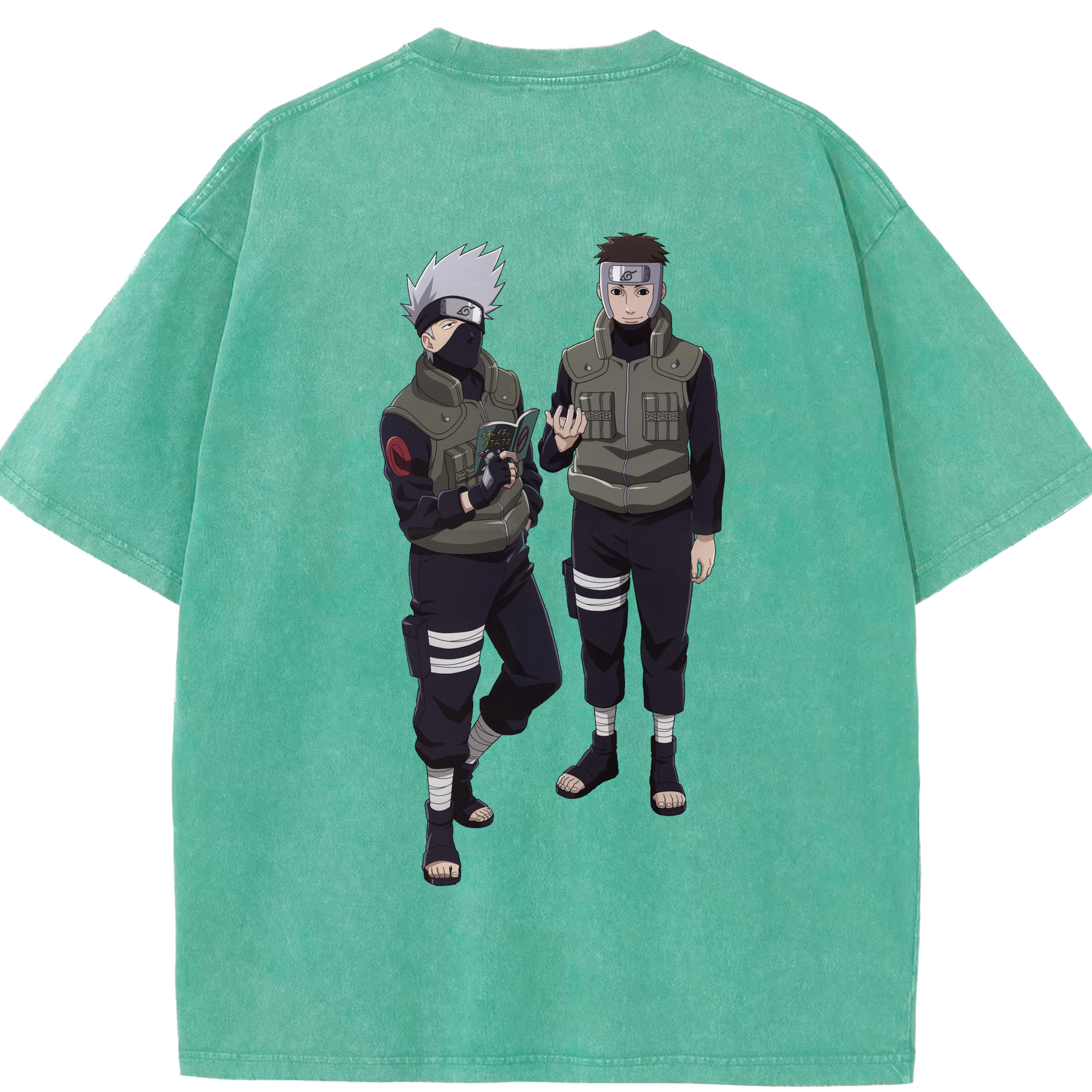 （画像用） NARUTO -ナルト- はたけ カカシ Hatake Kakashi 綿100% ヴィンテージ風 半袖Tシャツ（背面プリント）